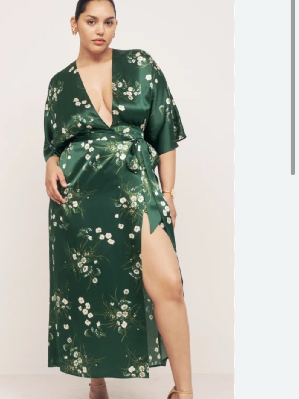Reformation Hedi Silk Green Floral Dress - Picture 5 of 7